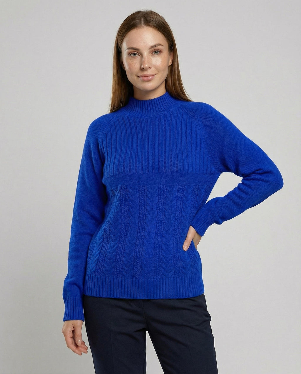 Ribbed Women's Sweater High Collar