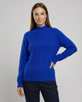 Ribbed Women's Sweater High Collar