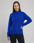 Ribbed Women's Sweater High Collar