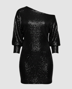 Shiny One Shoulder Mini Dress