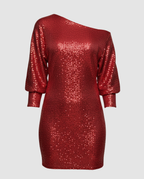 Shiny One Shoulder Mini Dress
