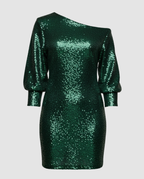Shiny One Shoulder Mini Dress