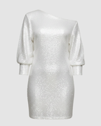 Shiny One Shoulder Mini Dress