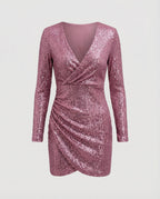 Sequined V-Neck Dress