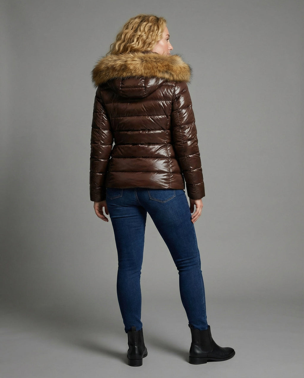 Women's Quilted Jacket Faux Fur Collar