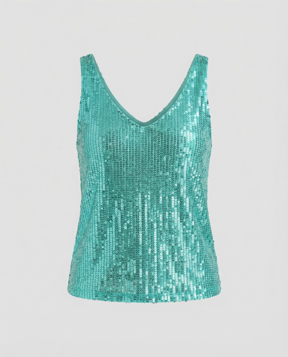 Shiny V-Neck Sequin Top