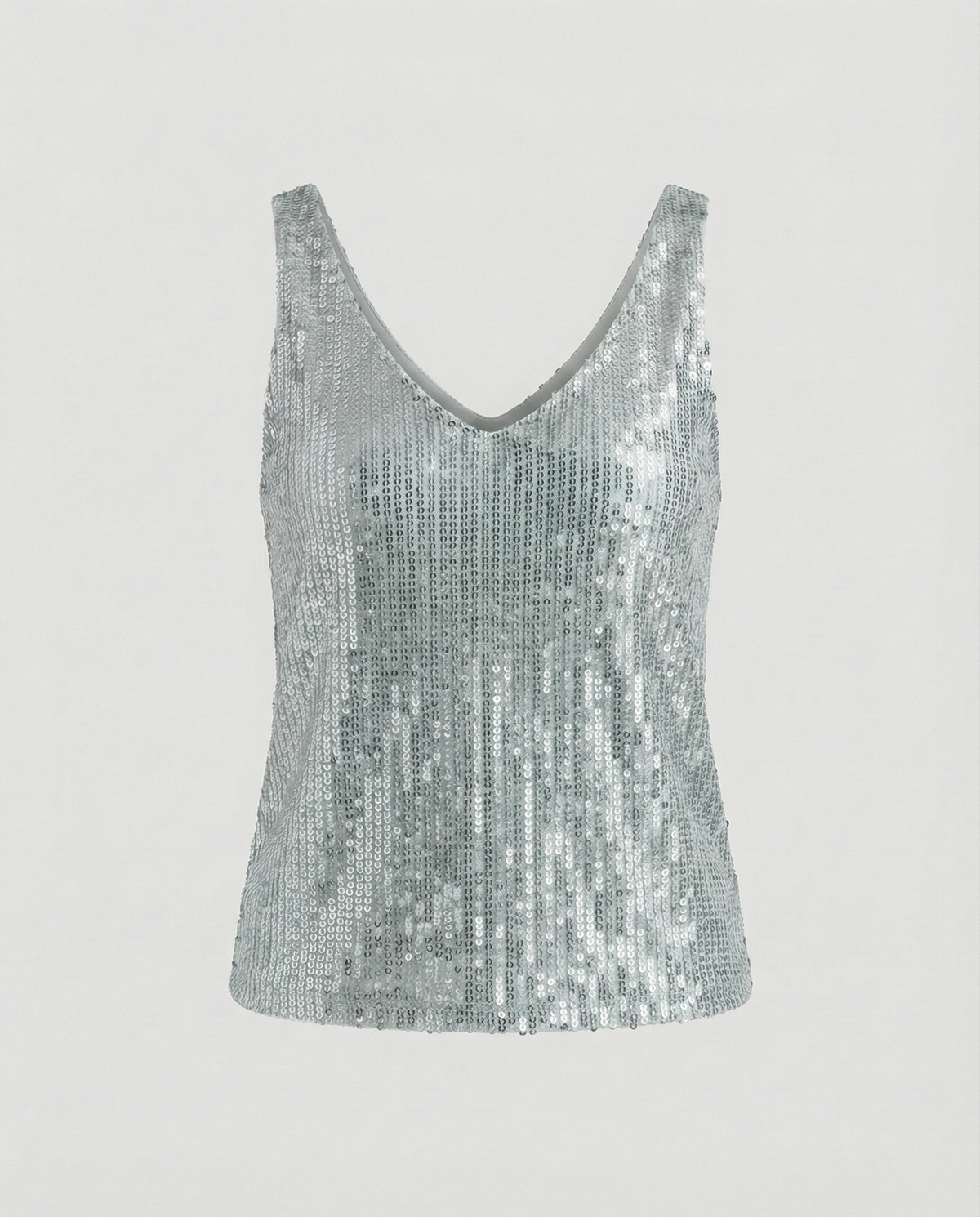 Shiny V-Neck Sequin Top