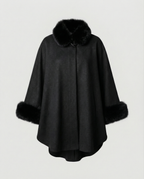 Women Cape Jacket Faux Fur