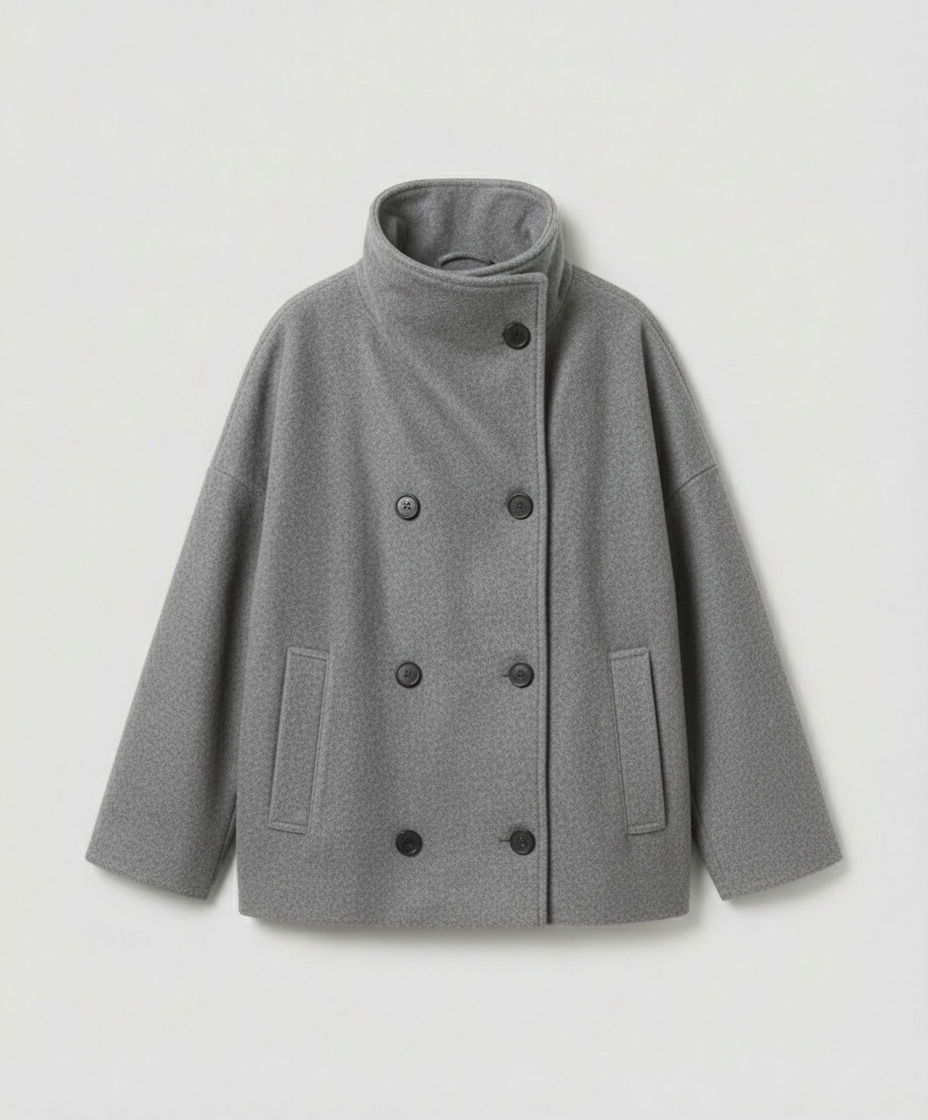 Oversized Wool Coat Women Stand Collar