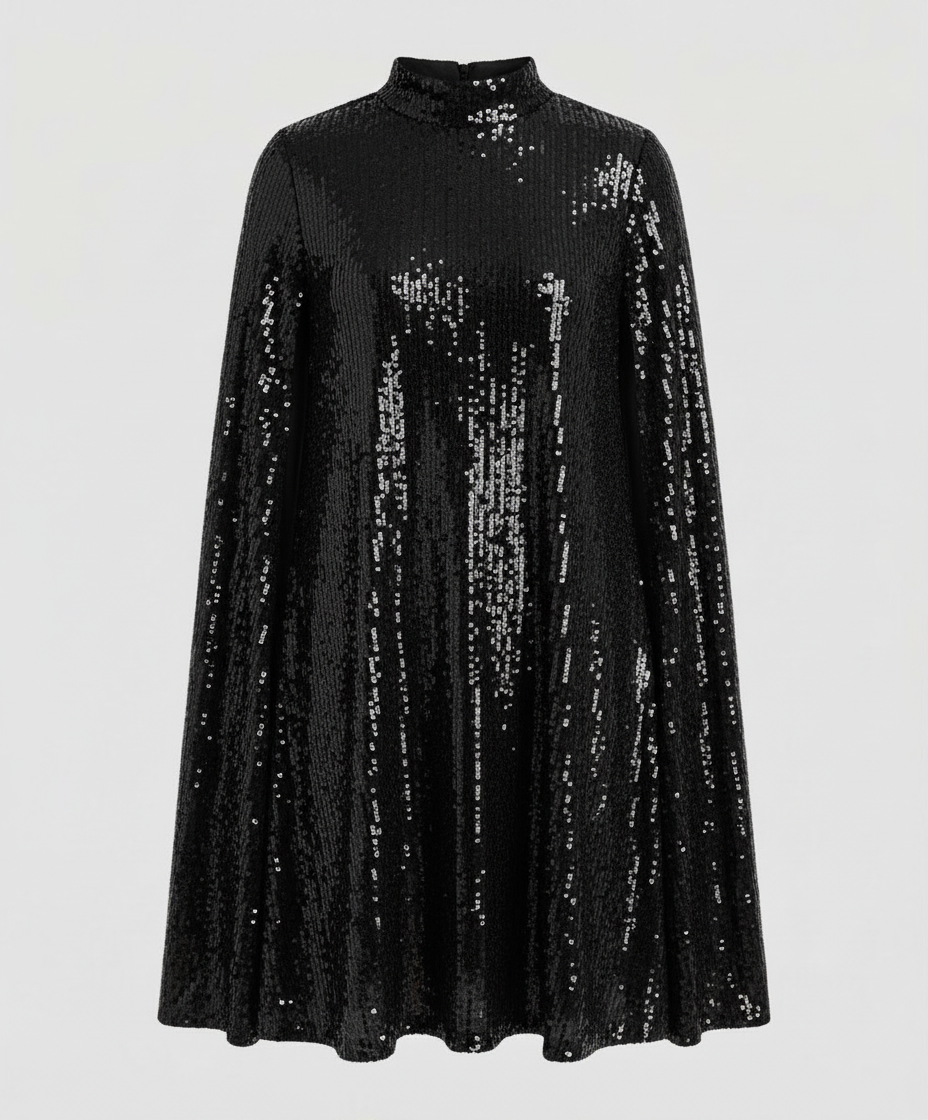 Elegant Cape Sequin Dress