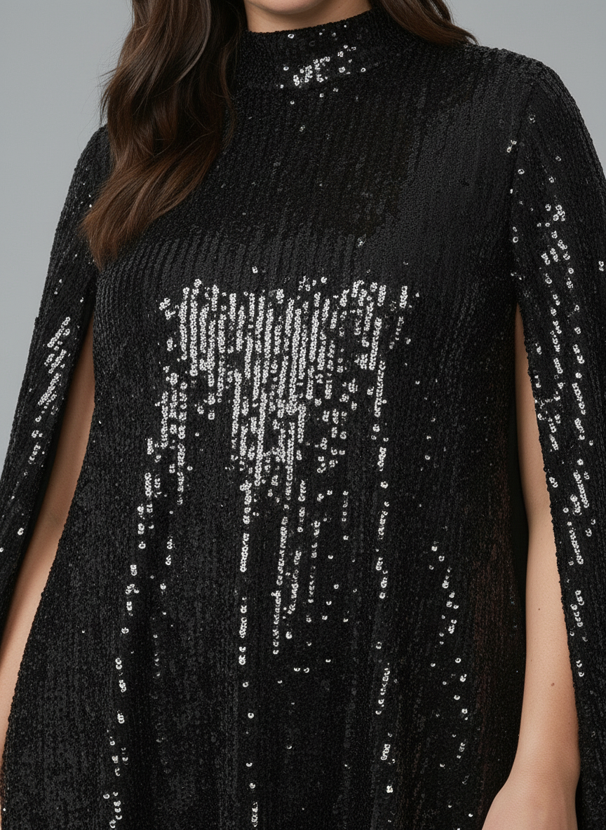 Elegant Cape Sequin Dress