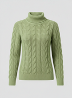 Cable Knit High Neck Sweater Women