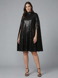 Elegant Cape Sequin Dress