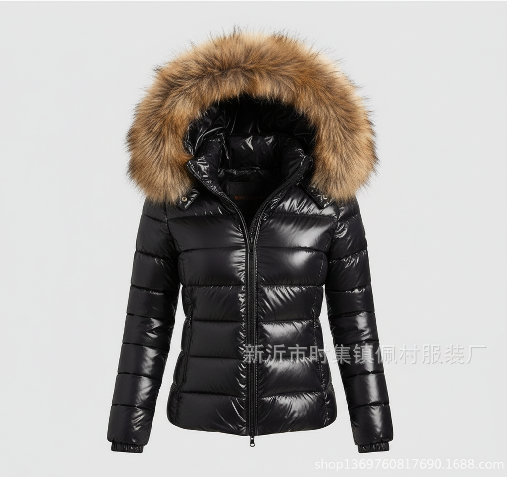 Women's Quilted Jacket Faux Fur Collar