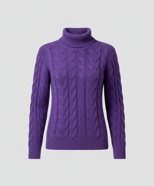 Cable Knit High Neck Sweater Women