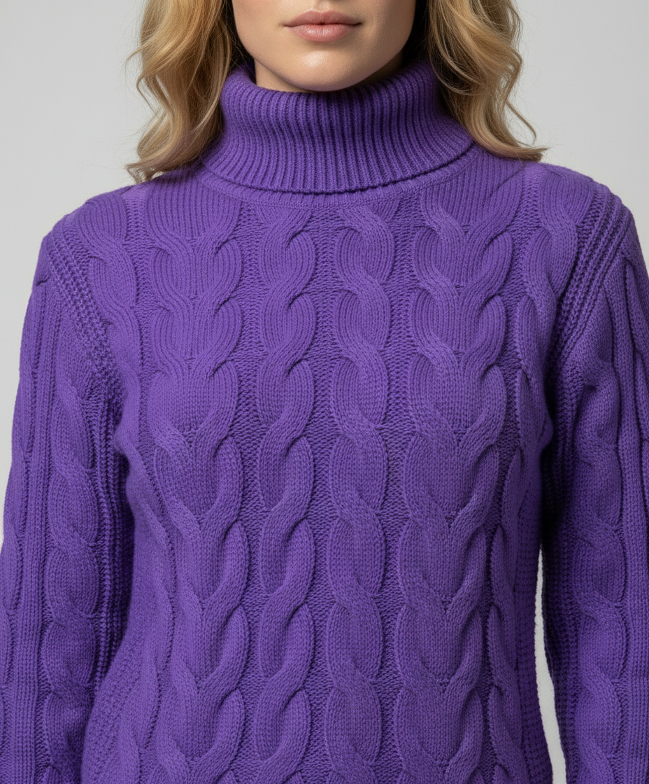 Cable Knit High Neck Sweater Women