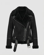 Suede jacket women Sherpa lining