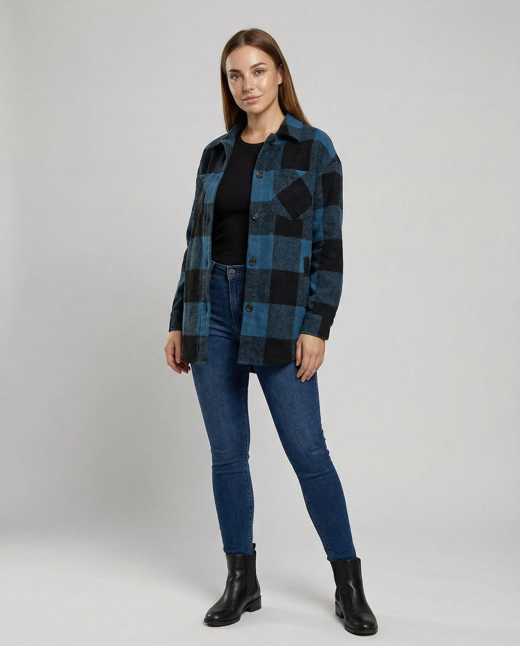 Casual Women's Check Long Blouse