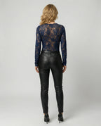Women Lace Bodysuit Long Sleeve V-Neck