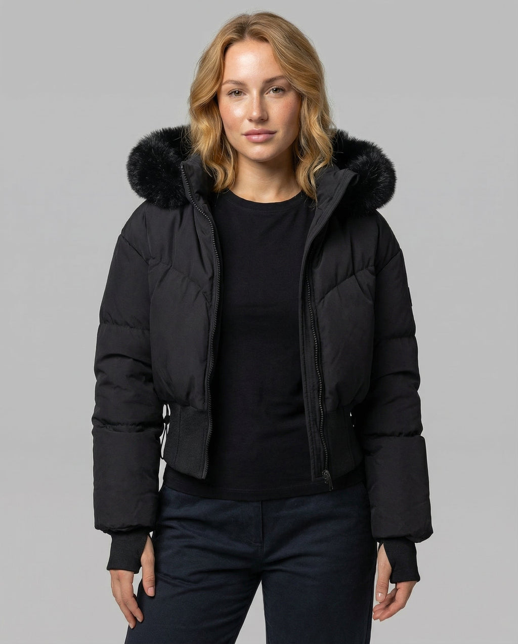 Stylish Warm Cropped Down Jacket Women