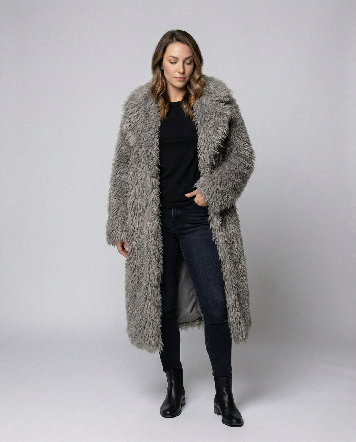Long Women’s Faux Fur Coat Winter