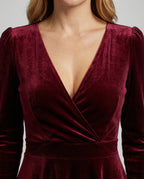 Elegant Red Velvet Dress Women
